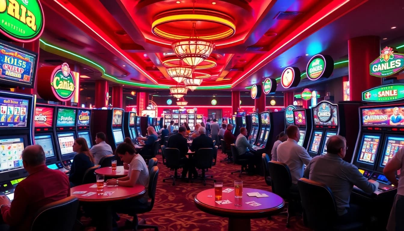 Taruhan menarik di situs gacor dengan slot machine dan suasana kasino yang meriah.