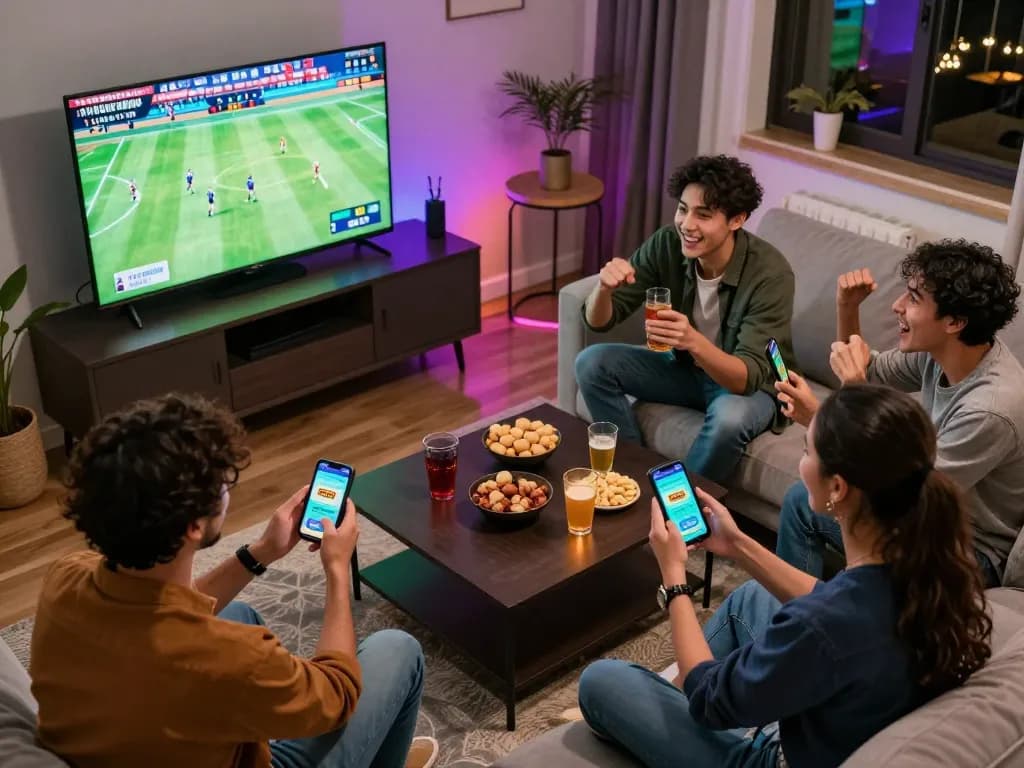 Watch friends engage in sports betting excitement using the RR88 apk during a live game.