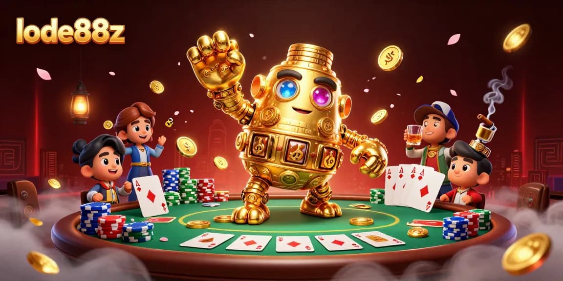 Experience thrilling games with lode88z's vibrant casino scene illustration