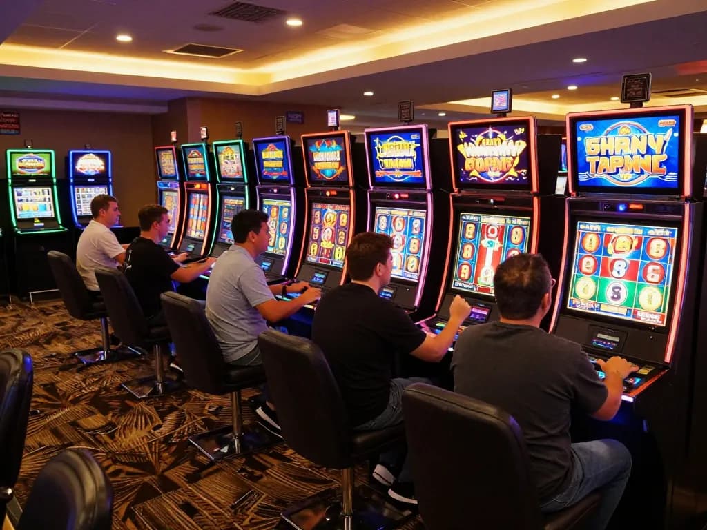Engaging gameplay at slot depo 5k casino with players winning and celebrating jackpots.
