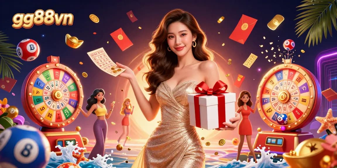 Experience the excitement of gg88vn with festive visuals, golden coins, and dynamic casino elements.