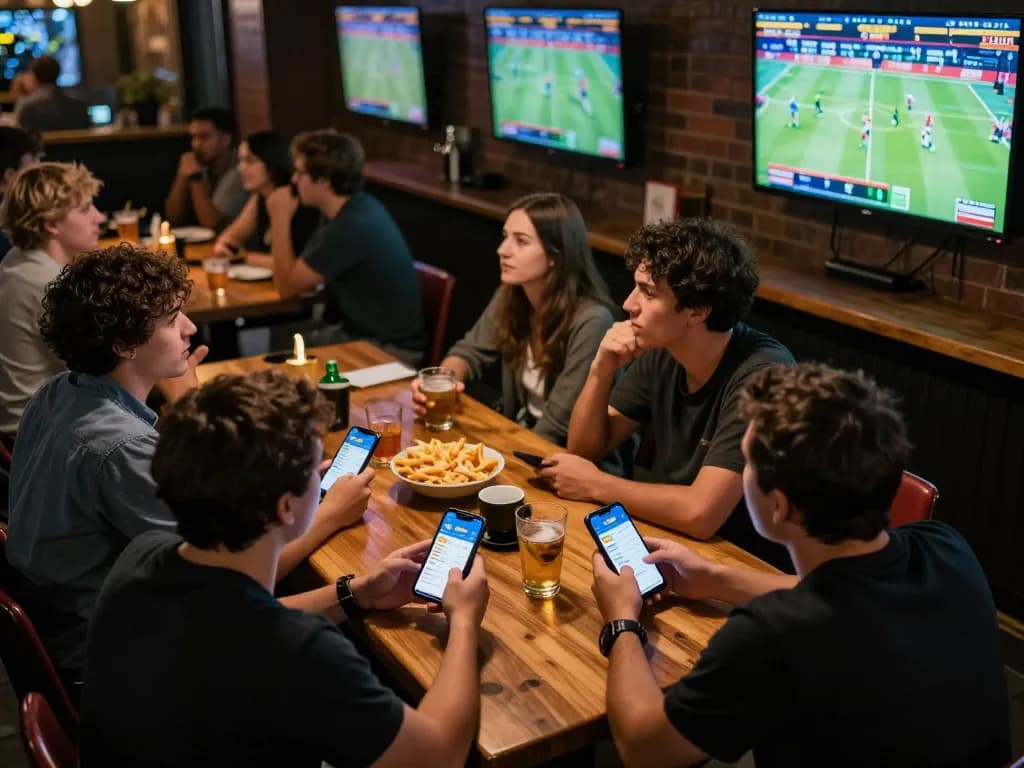 Experience the excitement of sports betting with the sun win app in a lively bar setting.