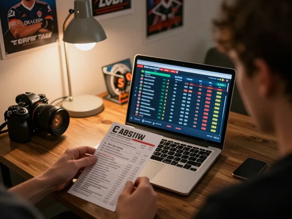 Enthusiastically placing bets on LV88 from a cozy home office, showcasing live sports betting excitement.