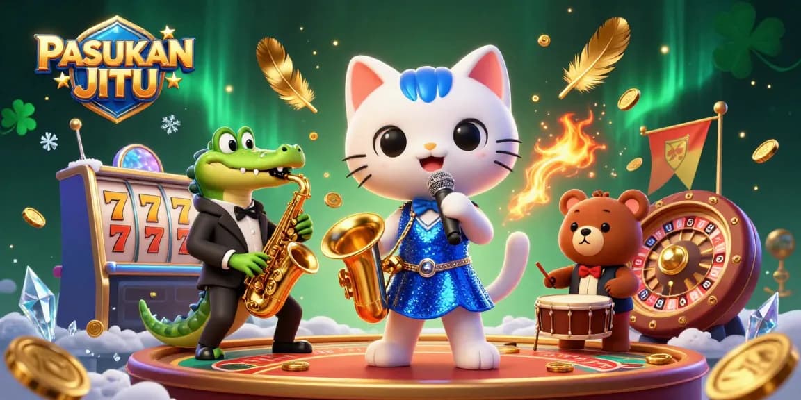 Experience thrilling gameplay with PASUKAN JITU, featuring vibrant characters and winning elements from casino slots.