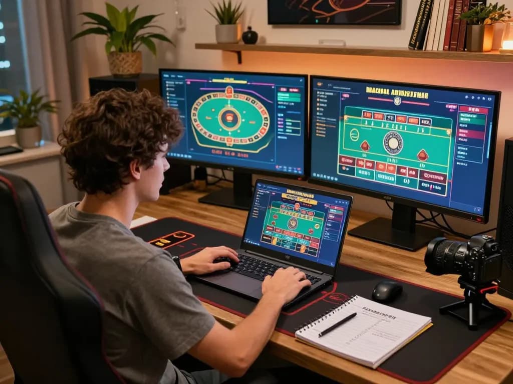 Engaging in online roulette with Sunwin from a stylish gaming setup, focused on strategy and gameplay.