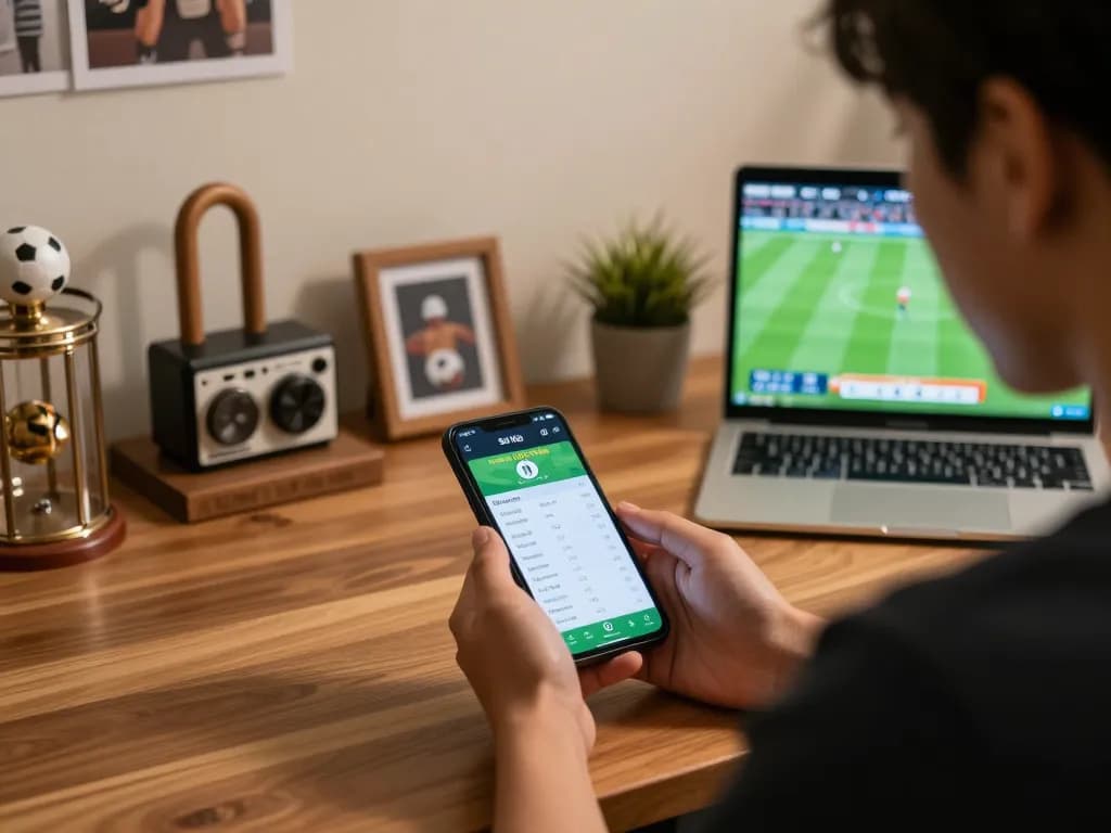 Soi Kèo sports betting app displayed on smartphone during a home gaming session.