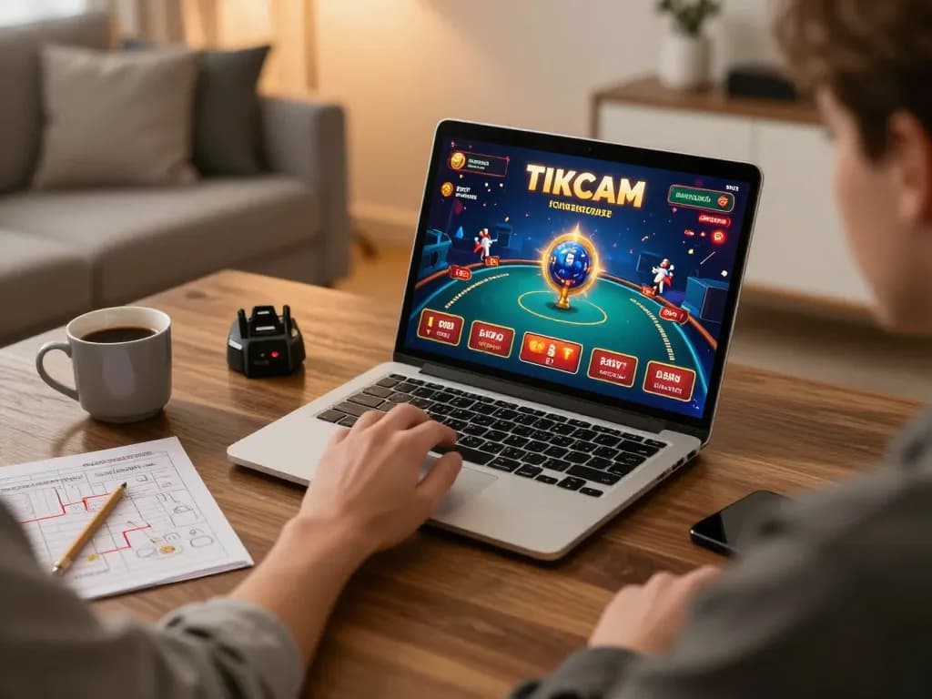 Player enjoying online gaming at nhà cái kp88 on a cozy home setup with strategy notes