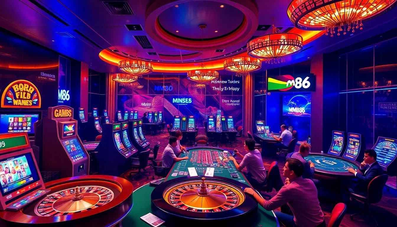 Players engaging in thrilling games on the trang chủ mm88 platform, highlighted by casino elements.
