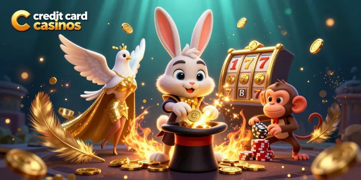 Experience the thrill with credit card casinos illustrated in a vibrant casino scene.