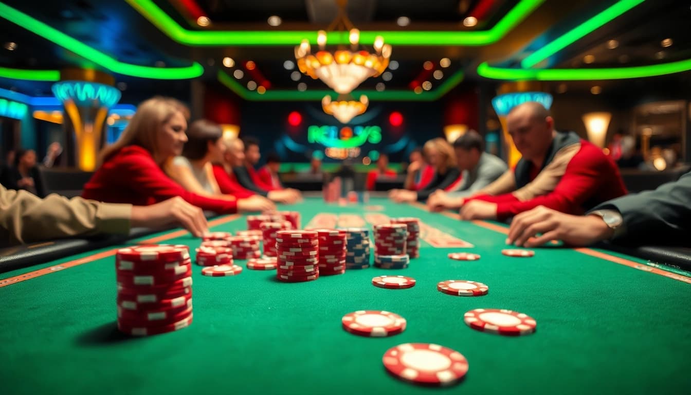 使用 rsg雷神2 主題元素的繁忙賭場環境，玩家積極參與。