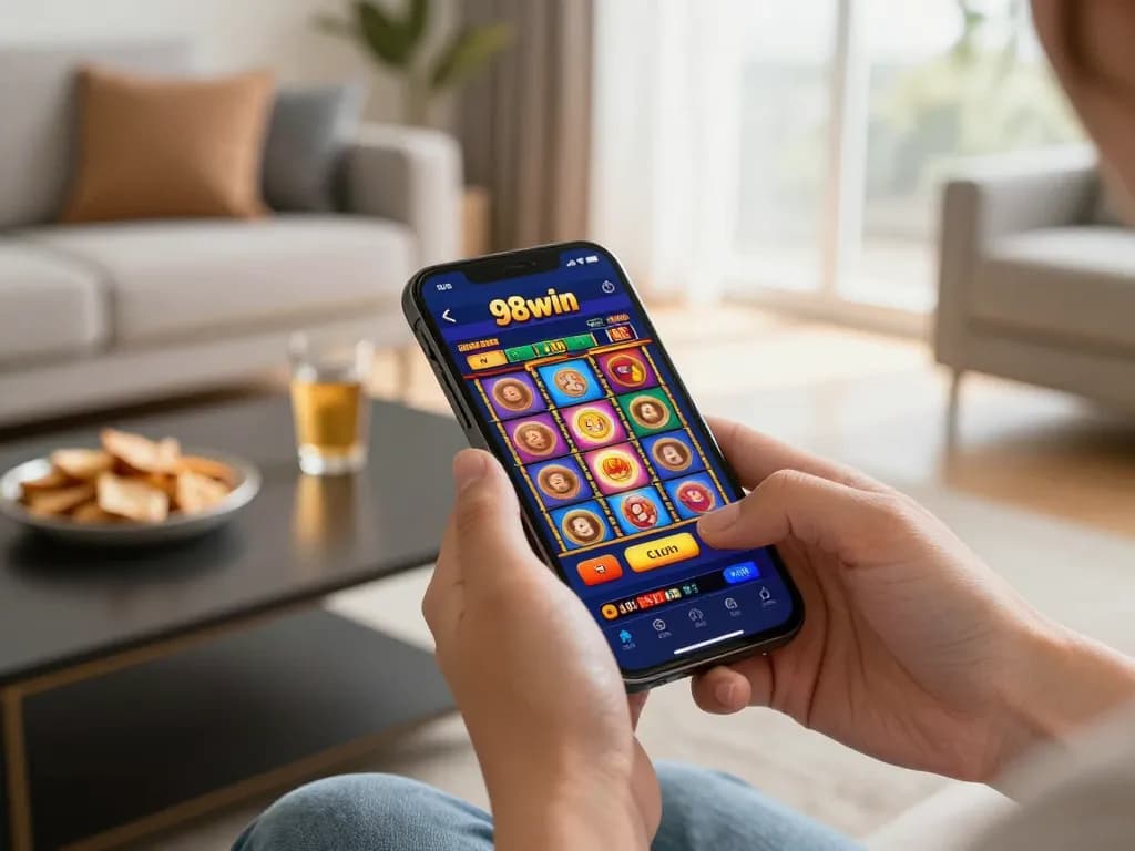 Engaging with the game 98win on mobile device highlighting dynamic gameplay experience.