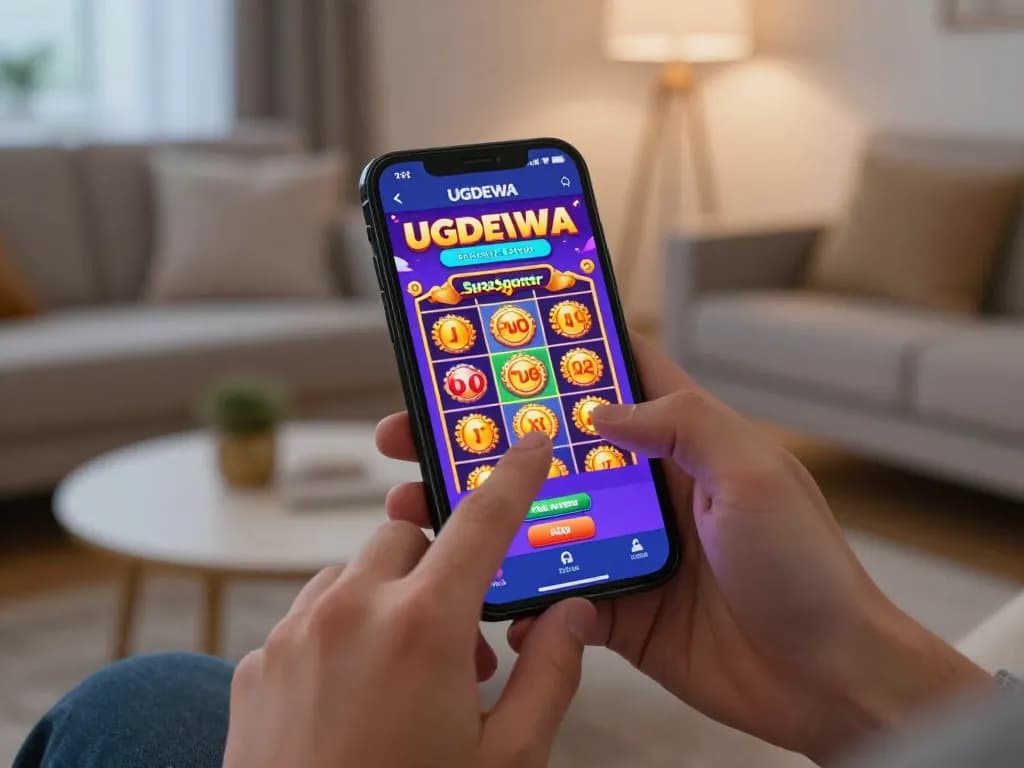 Engaging with UGDEWA app while enjoying Super Scatter gaming feature in cozy home.