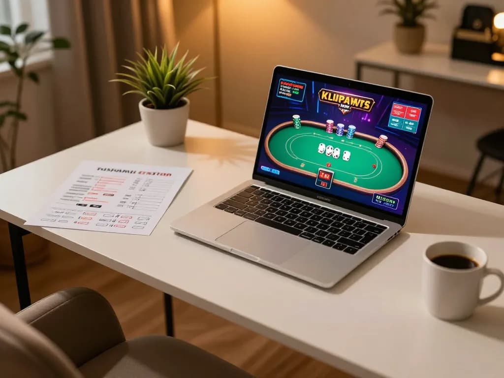 Online poker gameplay on a laptop screen, showcasing 88xx's immersive gaming experience.