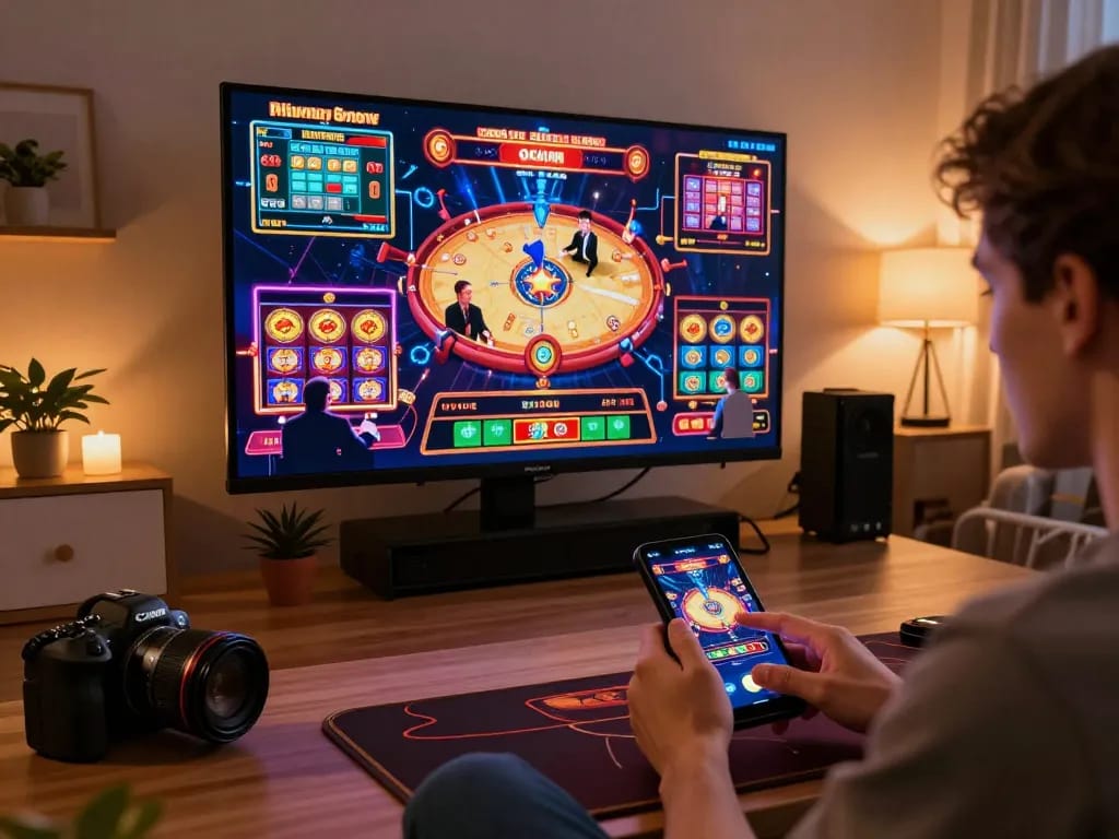 megaplus88 players enjoying online casino games in a cozy home setting with immersive graphics