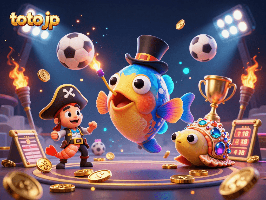 Experience winning moments with toto jp in a dynamic, vibrant 3D illustration of casino fun.