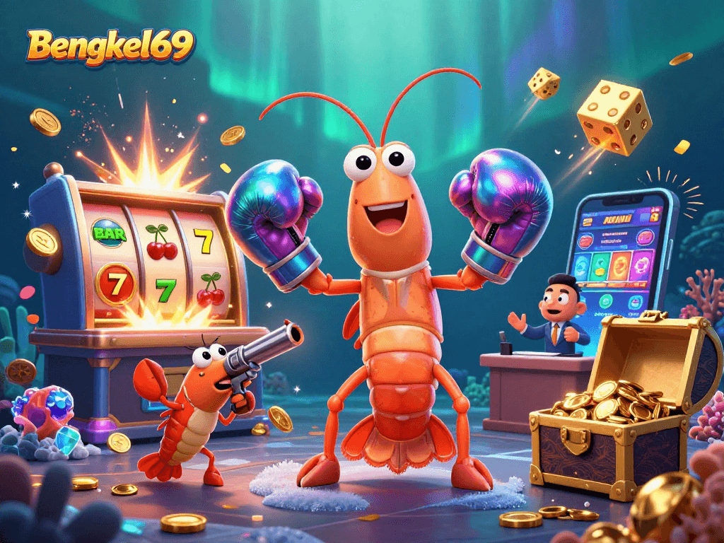 Experience the thrill with Bengkel69's vibrant casino scene featuring a dynamic jackpot explosion and vibrant game elements.