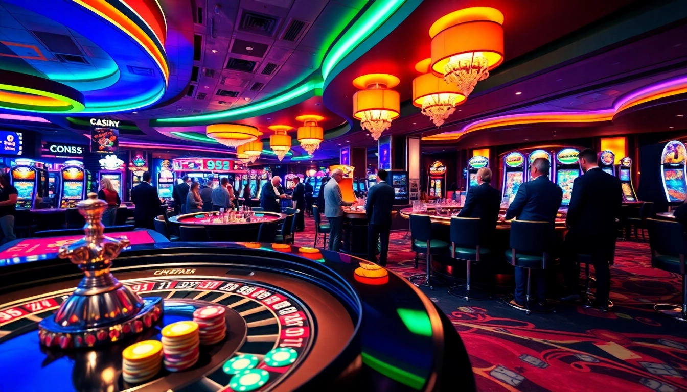 Exciting scenes of top casinos showcasing gaming tables and vibrant atmosphere.