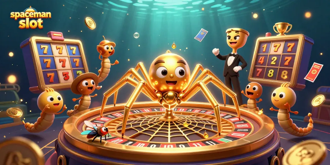 Experience the thrills of the spaceman slot as golden spiders and a croupier create jackpot fun!