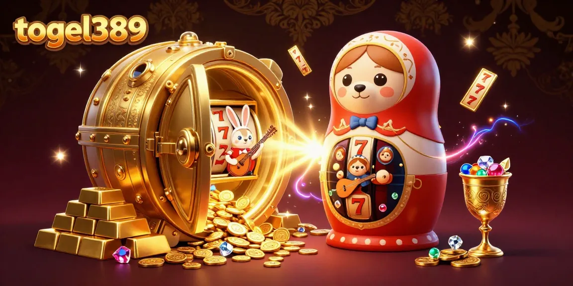 Experience the excitement of togel389 with vibrant slot gaming elements and festive characters.
