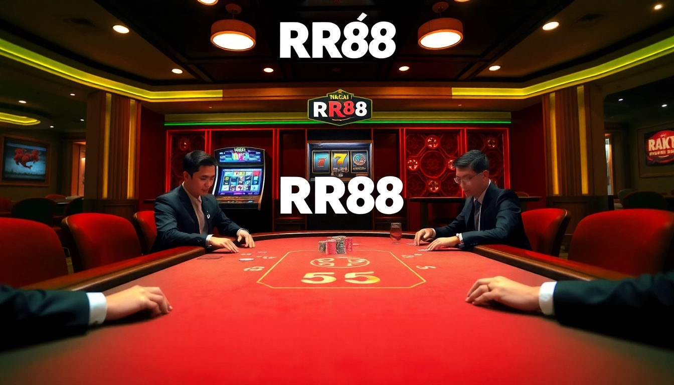Experience excitement at Nhà Cái RR88 with players at a vibrant poker table.