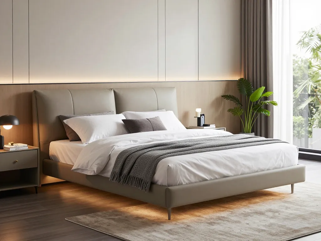Floating bed design showcased in a modern bedroom at https://www.josephineinteriordesign.com/floating-beds/, emphasizing elegance and style.