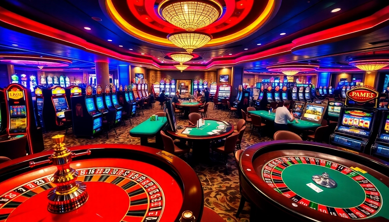 Hitclub casino scene with vibrant gaming tables and excited players during gameplay