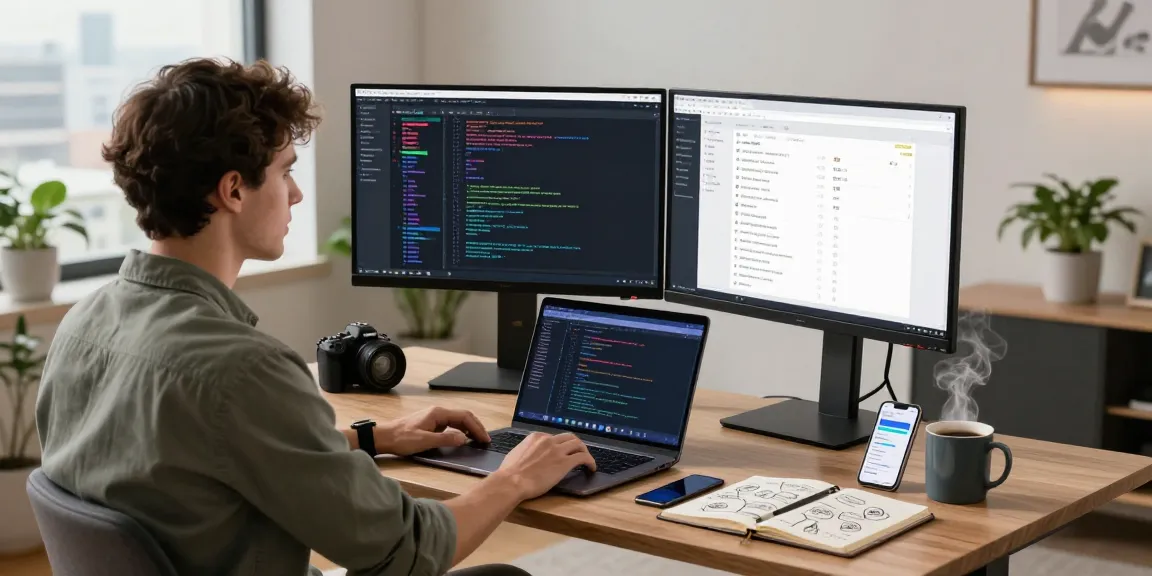 Moltbot integration in a modern home office with coding and task management displays.