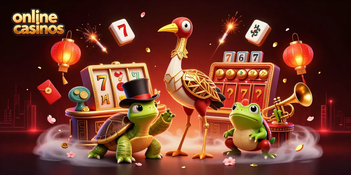 Engaging illustration of online casinos featuring lively characters, slot reels, and festive elements alive with colors.
