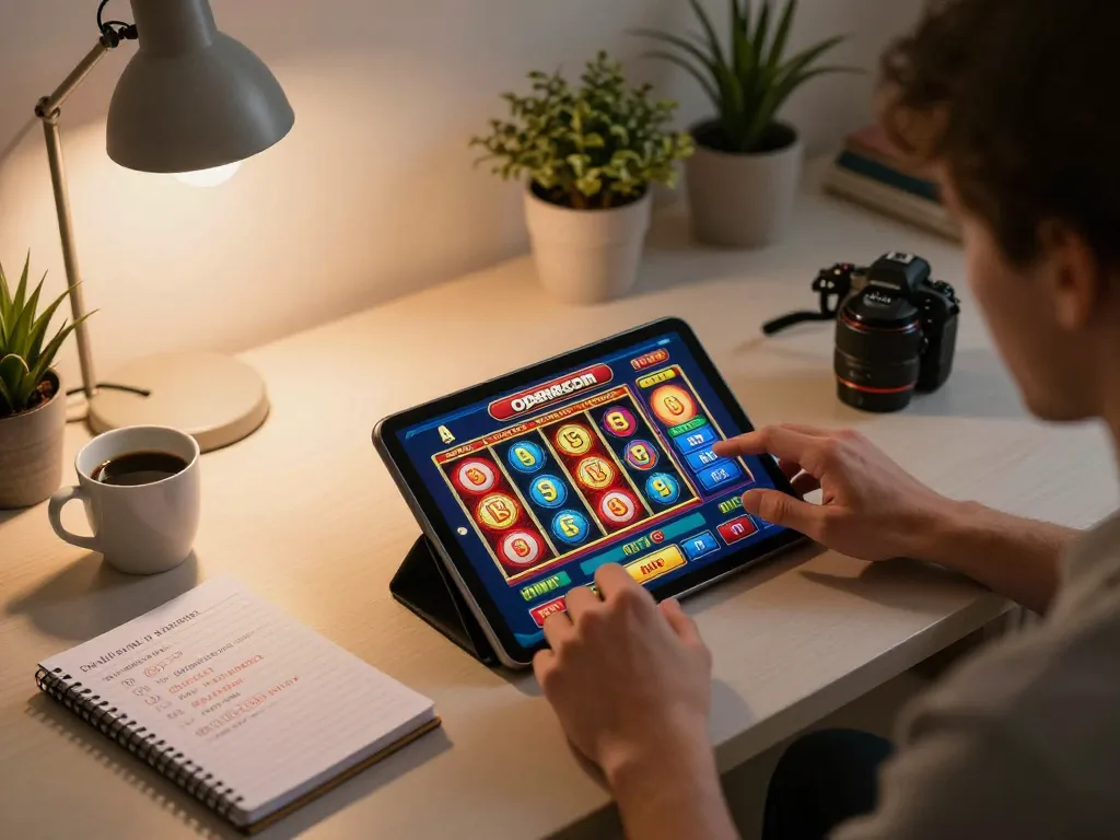 Engaging in online slots at home while exploring open88 com for strategy insights.