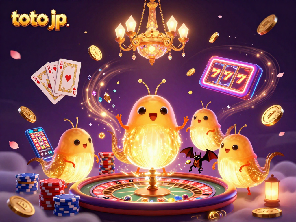 Engage with the dynamic casino scene featuring toto jp, with glowworms illuminating a vibrant atmosphere of games and excitement.