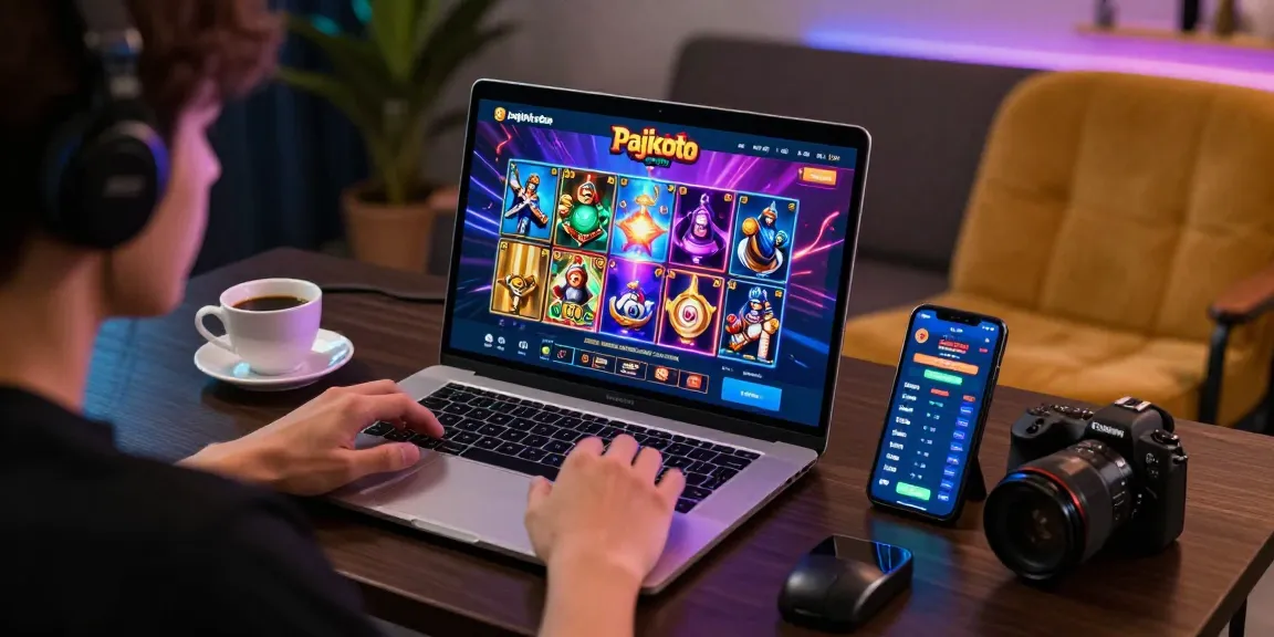 Pajaktoto resmi online gaming experience with engaging slot games displayed on a laptop.