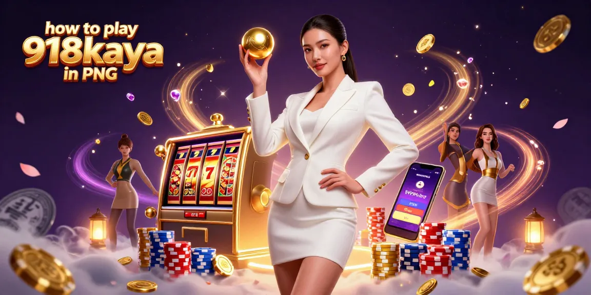 Learn how to play 918kaya in PNG with this dynamic casino illustration showcasing engaging game elements.