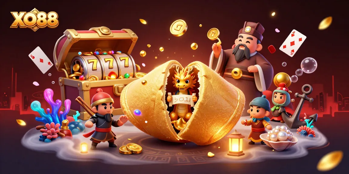 Experience thrilling gaming with XO88's vibrant 3D casino scene featuring mythical elements and slot action.