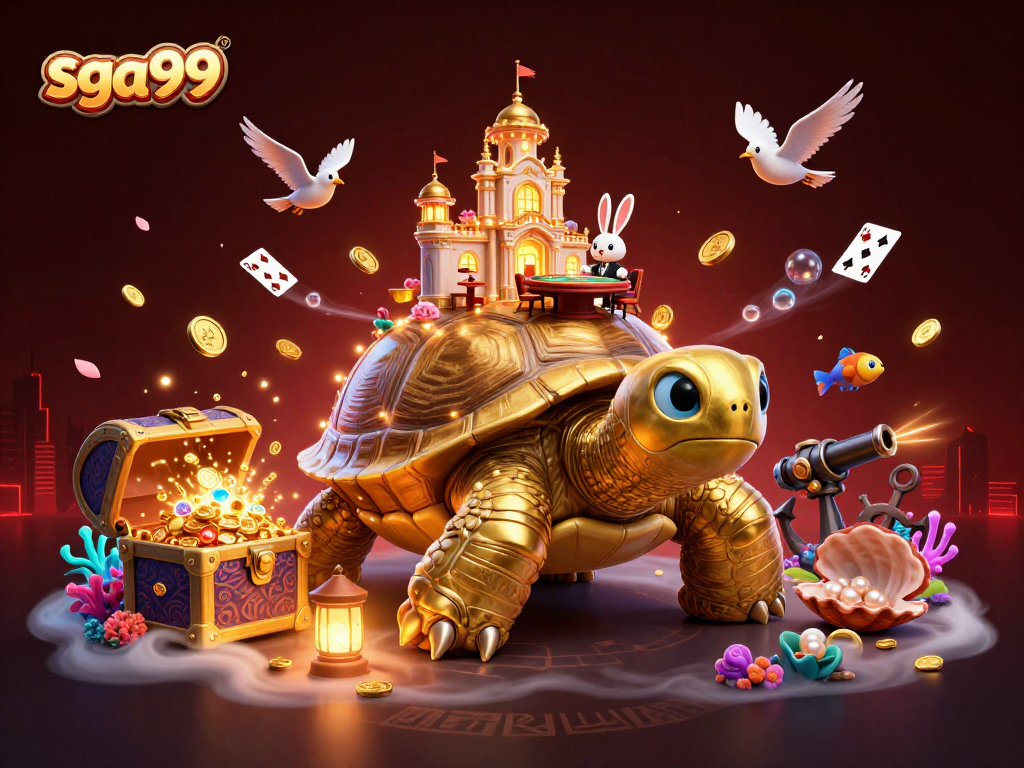 Experience thrilling slots with sga99's golden tortoise casino adventure filled with vibrant game elements.