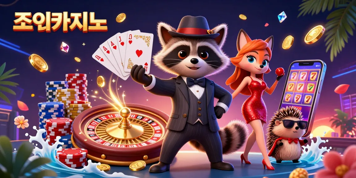 Experience thrilling games and captivating bonuses at 조이카지노 with animated casino characters and vibrant visuals.
