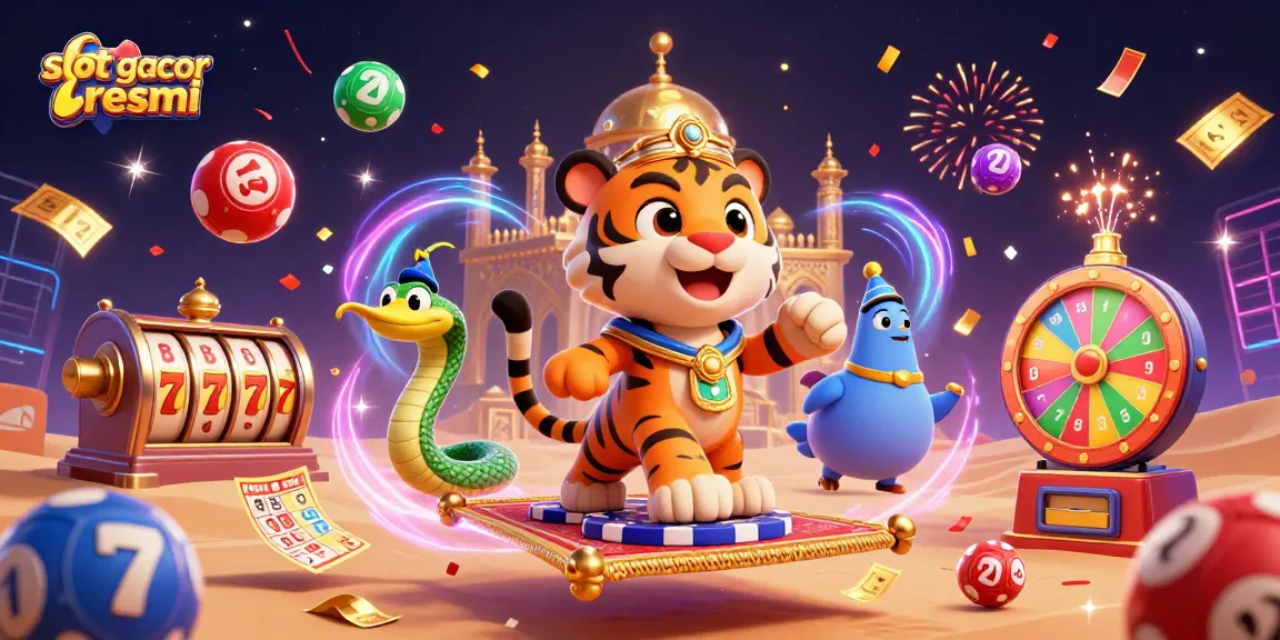 Menangkan jackpot di slot gacor resmi dengan harimau sultan dan jin di latar belakang berkilauan.