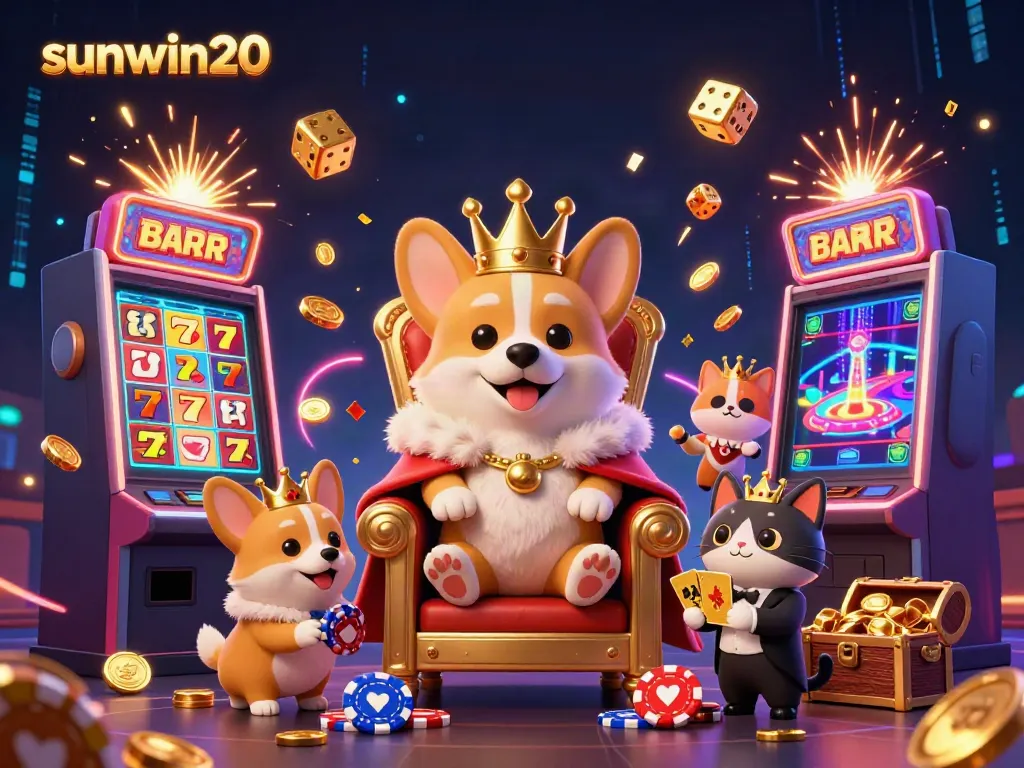 Experience excitement with sunwin20 as a royal corgi and a cat butler present thrilling jackpot games and lively casino action.