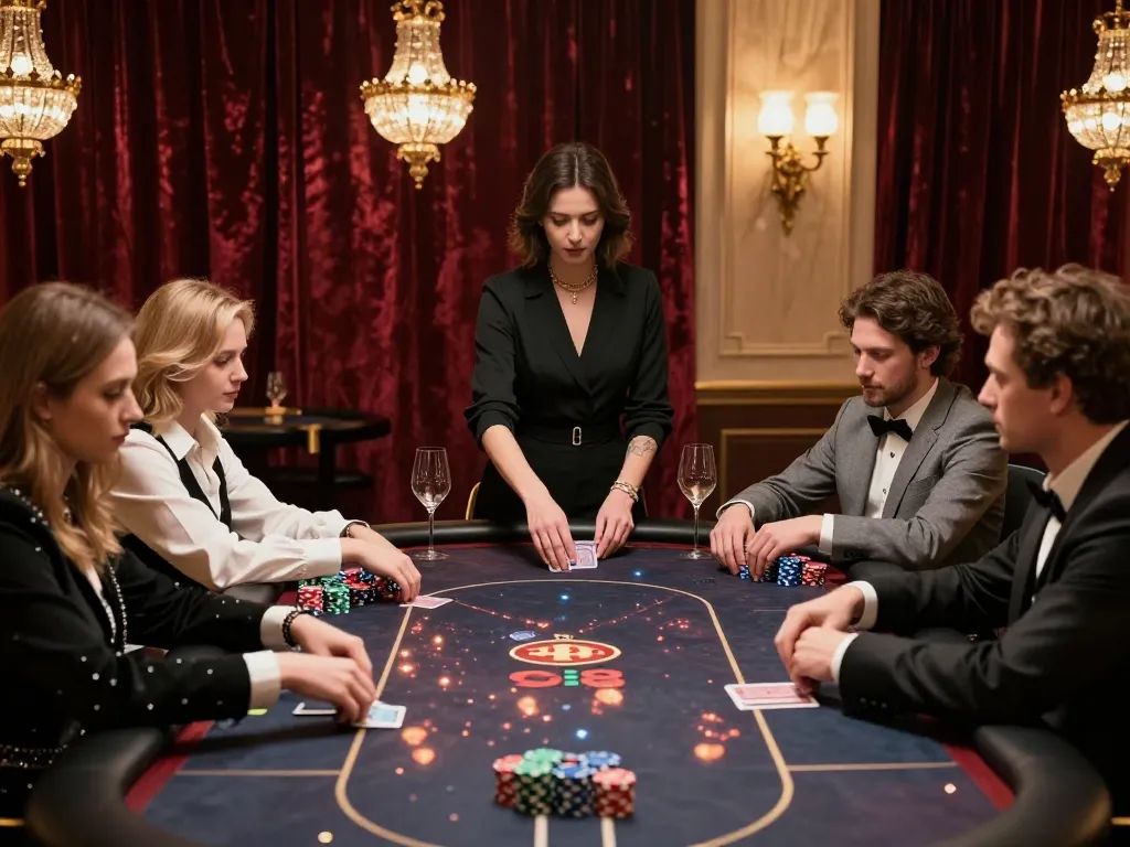 Engaged players at SC888 poker table in a luxurious setting, showcasing high-stakes gameplay.