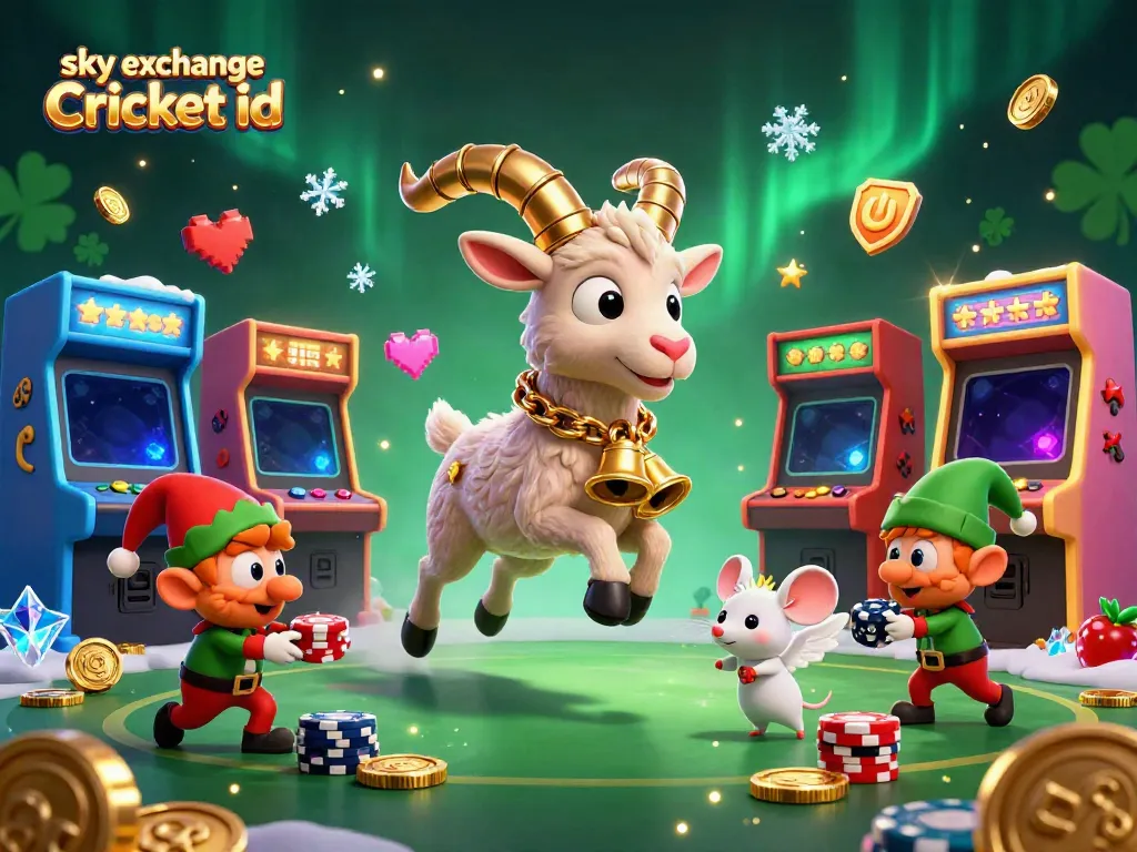 Bet on cricket with your sky exchange Cricket ID in an engaging 3D casino illustration, showcasing vibrant gaming fun.