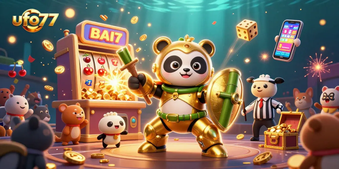 Experience gaming thrills with ufo777 in a vibrant casino scene featuring dynamic characters and elements.