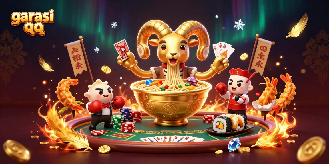 Engage in thrilling gameplay at garasi qq with a vibrant 3D casino illustration featuring animated characters.