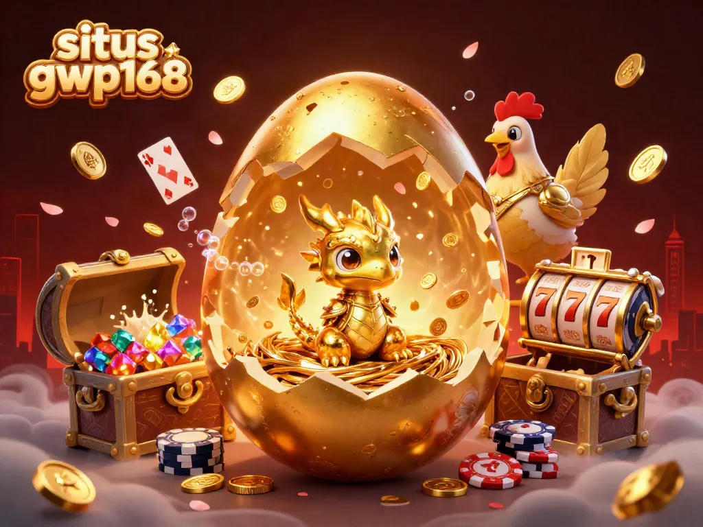 Menggoda pengalaman bermain di situs gwp168 dengan naga emas dan chip poker dalam ilustrasi menarik.