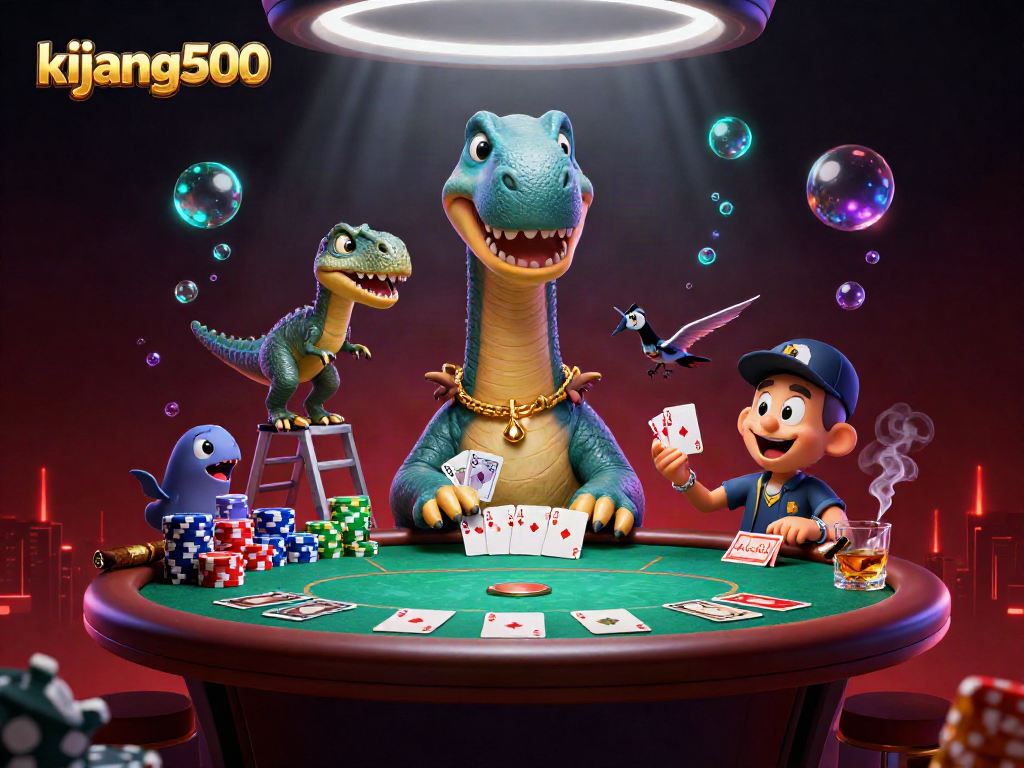 Engage in thrilling poker adventures with kijang500 in this vibrant 3D casino scene.