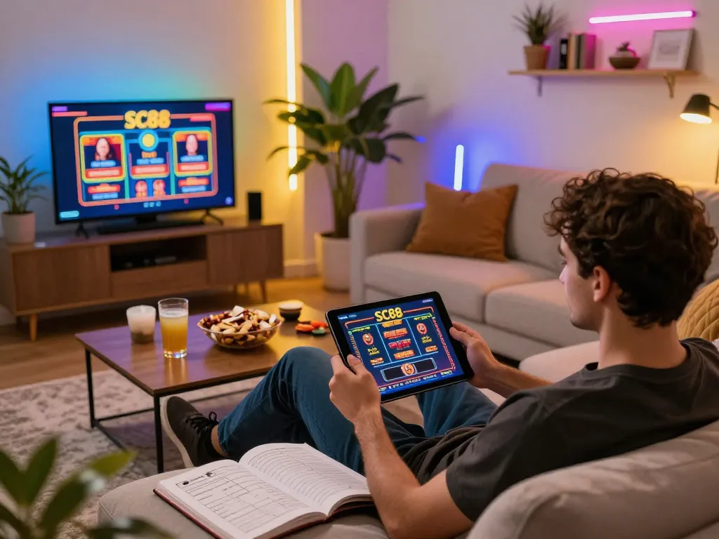 Players engaging in strategic gameplay at https://sc88.casino/ on their devices in a cozy home setting