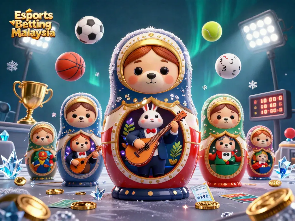 Engage with Esports Betting Malaysia through an action-packed scene featuring 3D cartoon characters and sports elements.