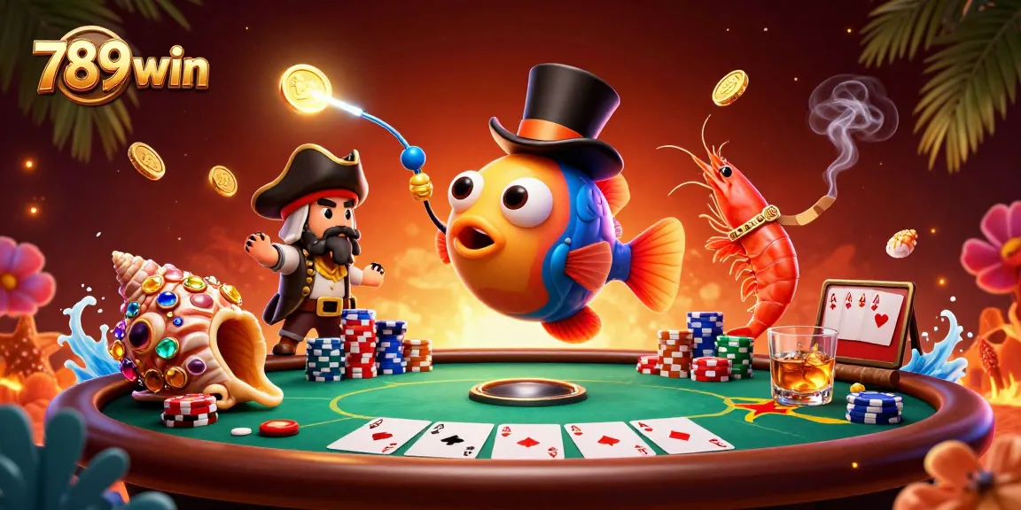 Experience winning excitement at 789win with an engaging 3D casino scene featuring characters and poker elements.