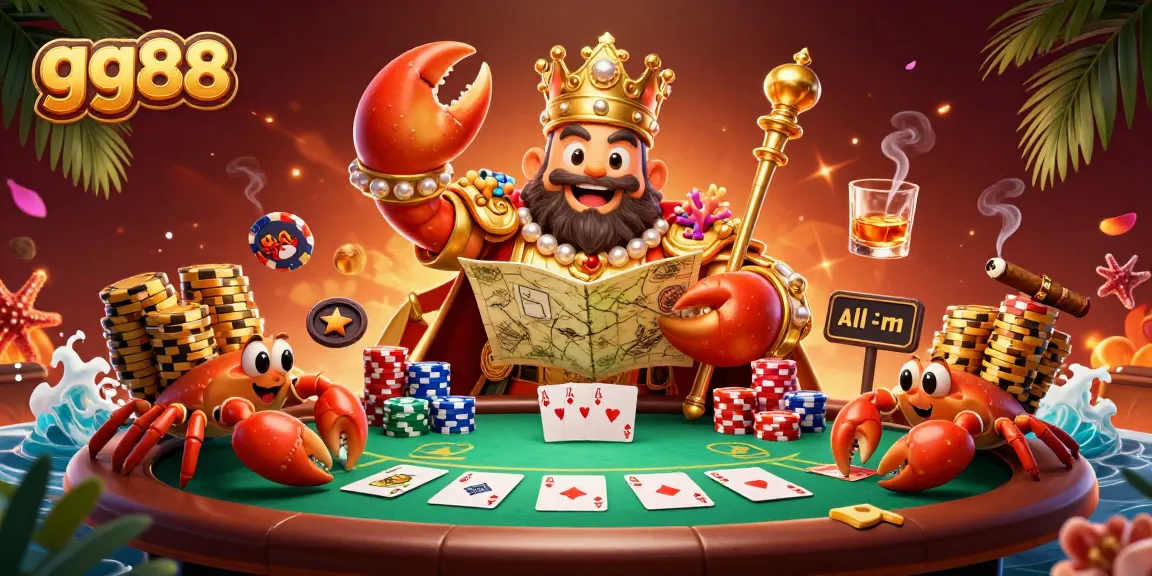 Engage with thrilling poker action at gg88, where the golden crab emperor reigns over poker chips.