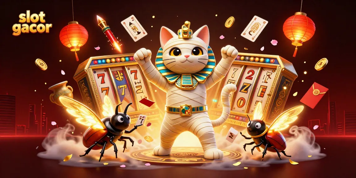 Menghadirkan slot gacor dengan kucing mumi 3D yang meledak dari sarkofagus di kasino piramid.