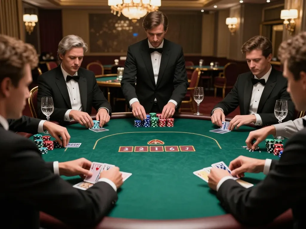 SC88 players engaged in a high-stakes poker game, showcasing tense moments and elegant decor.