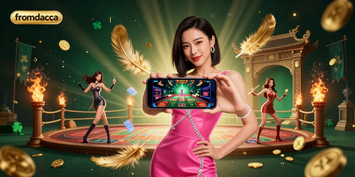 fromdacca showcases a stunning Asian woman in a cocktail dress, capturing a live dealer casino game.